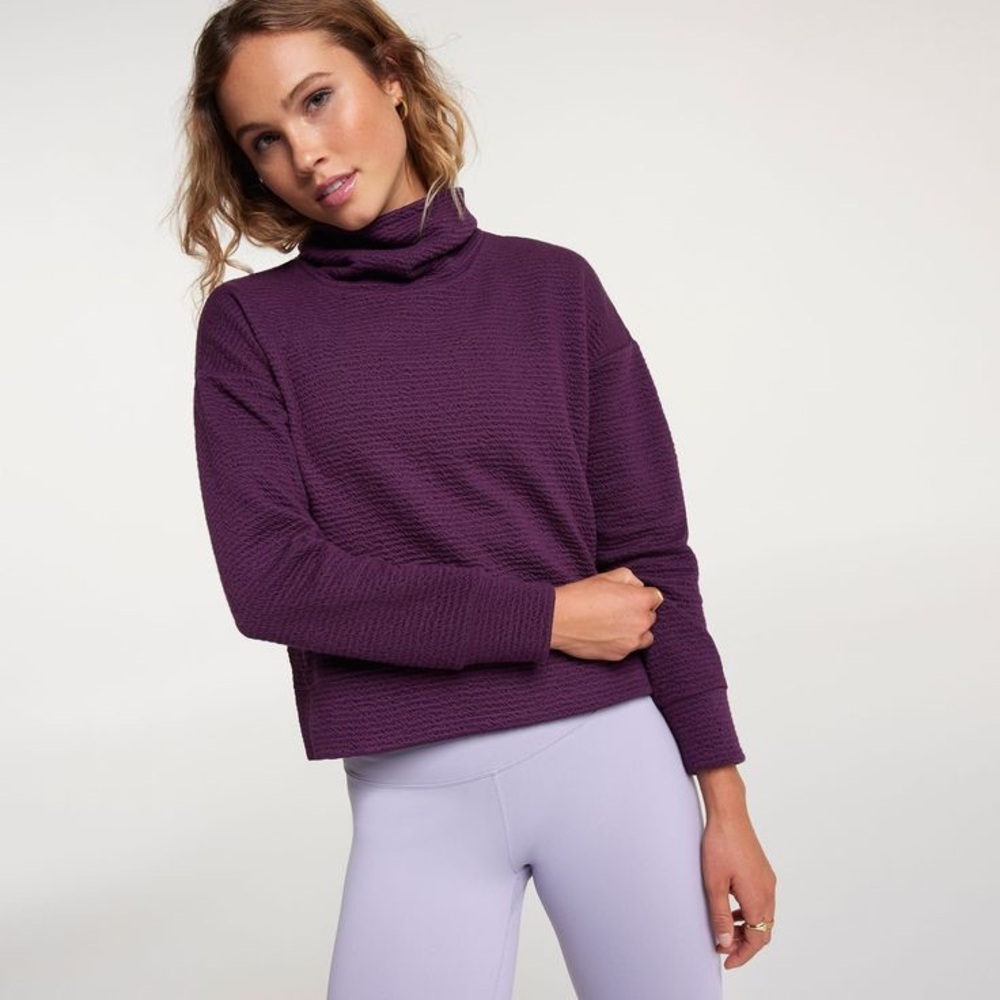 Purple Cowl Turtleneck Sweater in Thick Knit